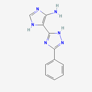 molecular formula C11H10N6 B8366293 3-(5-Aminoimidazol-4-yl)-5-phenyl-1,2,4-triazole 