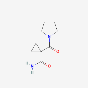 molecular formula C9H14N2O2 B8366306 1-(Pyrrolidine-1-carbonyl)cyclopropane-1-carboxamide CAS No. 1001345-82-9