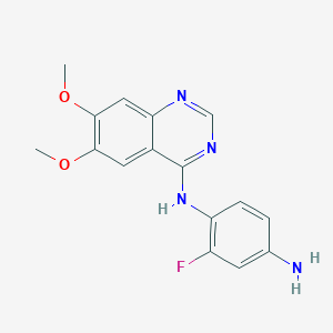 molecular formula C16H15FN4O2 B8366609 N1-(6,7-dimethoxyquinazolin-4-yl)-2-fluorobenzene-1,4-diamine 