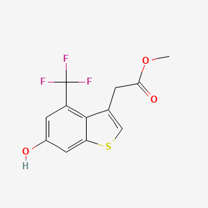 molecular formula C12H9F3O3S B8366637 Methyl 2-[6-hydroxy-4-(trifluoromethyl)benzo[b]thiophen-3-yl]acetate 