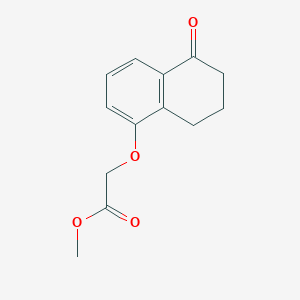 molecular formula C13H14O4 B8366649 1-Methoxycarbonylmethoxy-5-oxo-5,6,7,8-tetrahydronaphthalene 