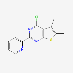 molecular formula C13H10ClN3S B8366668 4-Chloro-2-(pyridin-2-yl)-5,6-dimethyl-thieno-[2,3-d]-pyrimidine 
