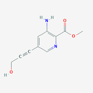 molecular formula C10H10N2O3 B8366691 3-Amino-5-(3-hydroxy-prop-1-ynyl)-pyridine-2-carboxylic acid methyl ester 