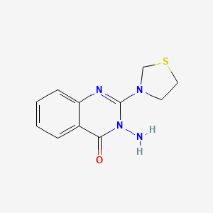 molecular formula C11H12N4OS B8366886 3-Amino-2-thiazolidin-3-yl-3H-quinazolin-4-one 