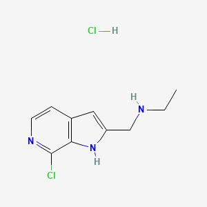 molecular formula C10H13Cl2N3 B8366933 1h-Pyrrolo[2,3-c]pyridine-2-methanamine,7-chloro-n-ethyl-,hydrochloride 