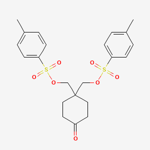 molecular formula C22H26O7S2 B8367120 (4-Oxocyclohexane-1,1-diyl)bis(methylene) bis(4-methylbenzenesulfonate) 