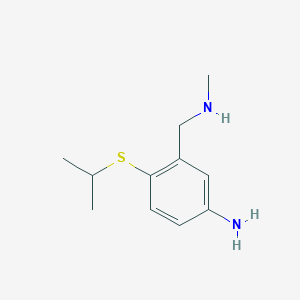 molecular formula C11H18N2S B8367128 4-(Isopropylthio)-3-((methylamino)methyl)aniline 