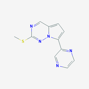 molecular formula C11H9N5S B8367258 2-(Methylsulfanyl)-7-(pyrazin-2-yl)pyrrolo[2,1-f][1,2,4]triazine CAS No. 1233186-37-2