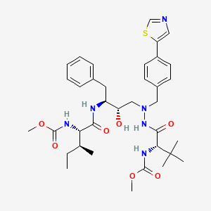 molecular formula C36H50N6O7S B8367626 1-(4-(Thiazol-5-yl)-phenyl)-4(S)-hydroxy-2-N-(N-methoxycarbonyl-(L)-tert-leucyl)amino-5(S)-N-(N-methoxycarbonyl-(L)-iso-leucyl)amino-6-phenyl-2-azahexane CAS No. 198903-96-7