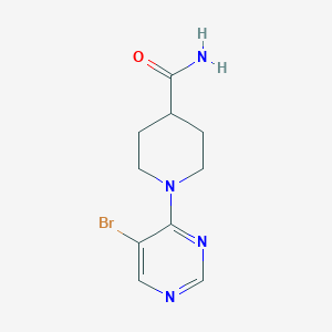 molecular formula C10H13BrN4O B8367751 1-(5-Bromopyrimidin-4-yl)piperidine-4-carboxamide 