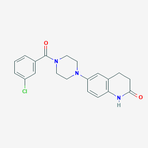 molecular formula C20H20ClN3O2 B8367777 6-[4-(3-Chlorobenzoyl)-1-piperazinyl]-3,4-dihydrocarbostyril CAS No. 81839-63-6