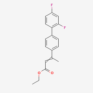molecular formula C18H16F2O2 B8367902 3-(2',4'-Difluoro-4-biphenylyl)-2-butenoic acid ethyl ester 