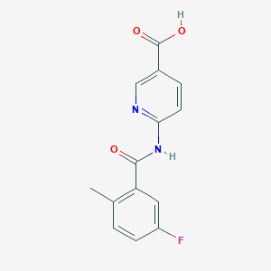 molecular formula C14H11FN2O3 B8367983 6-[(5-Fluoro-2-methylbenzoyl)amino]pyridine-3-carboxylic acid 