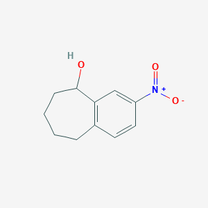 molecular formula C11H13NO3 B8368159 3-nitro-6,7,8,9-tetrahydro-5H-benzocyclohepten-5-ol 