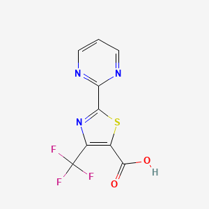 molecular formula C9H4F3N3O2S B8368202 2-Pyrimidin-2-yl-4-trifluoromethyl-thiazole-5-carboxylic acid 