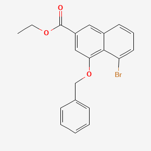 molecular formula C20H17BrO3 B8368265 Ethyl 4-(Benzyloxy)-5-bromo-2-naphthoate 
