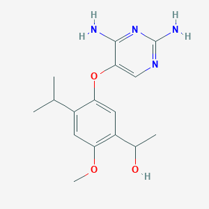 molecular formula C16H22N4O3 B8368292 1-[5-(2,4-Diamino-pyrimidin-5-yloxy)4-isopropyl-2-methoxy-phenyl]-ethanol 