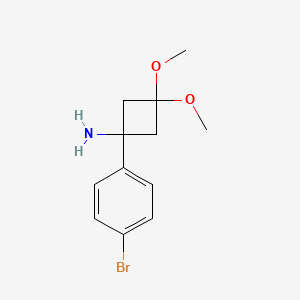 molecular formula C12H16BrNO2 B8368320 1-(4-Bromophenyl)-3,3-dimethoxycyclobutanamine 