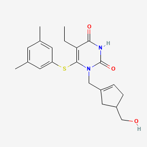 6-(3,5-Dimethylphenyl)sulfanyl-5-ethyl-1-[[4-(hydroxymethyl)cyclopenten-1-yl]methyl]pyrimidine-2,4-dione