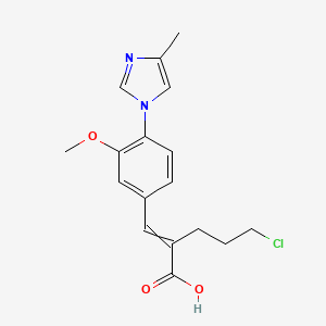 molecular formula C17H19ClN2O3 B8368446 5-Chloro-2-[[3-methoxy-4-(4-methylimidazol-1-yl)phenyl]methylidene]pentanoic acid 