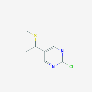 molecular formula C7H9ClN2S B8368486 2-Chloro-5-[1-(methylthio)ethyl]pyrimidine 