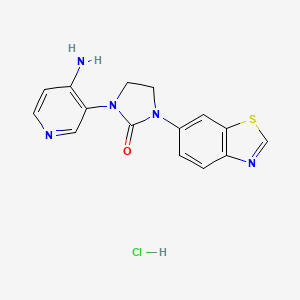 molecular formula C15H14ClN5OS B8368603 1-(4-Aminopyridin-3-yl)-3-(benzo[d]thiazol-6-yl)imidazolidin-2-one hydrochloride 