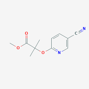 molecular formula C11H12N2O3 B8368613 Methyl 2-methyl-2-(5-cyano-2-pyridyloxy)propionate 