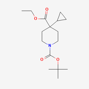 molecular formula C16H27NO4 B8368641 1-tert-Butyl 4-ethyl 4-cyclopropylpiperidine-1,4-dicarboxylate 