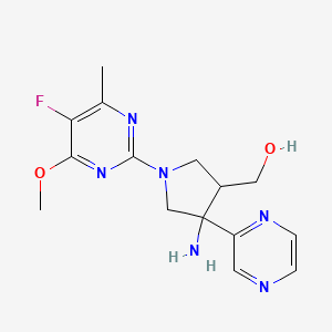 molecular formula C15H19FN6O2 B8368677 [4-Amino-1-(5-fluoro-4-methoxy-6-methyl-pyrimidin-2-yl)-4-pyrazin-2-yl-pyrrolidin-3-yl]methanol 