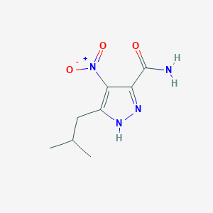 molecular formula C8H12N4O3 B8368685 5-isobutyl-4-nitro-1H-pyrazol-3-carboxylic acid amide 