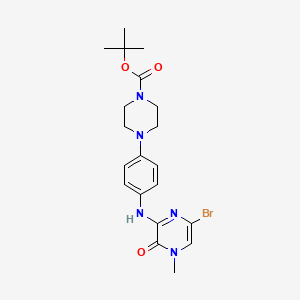 molecular formula C20H26BrN5O3 B8368780 Tert-Butyl 4-(4-(6-Bromo-4-methyl-3-oxo-3,4-dihydropyrazin-2-ylamino)phenyl)piperazine-1-carboxylate 