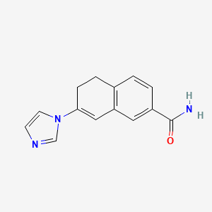 molecular formula C14H13N3O B8368782 2-Naphthalenecarboxamide, 5,6-dihydro-7-(1H-imidazol-1-yl)- CAS No. 89781-88-4