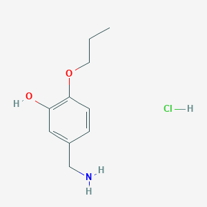 molecular formula C10H16ClNO2 B8368803 5-Aminomethyl-2-propoxy-phenol hydrochloride 