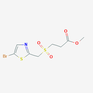 molecular formula C8H10BrNO4S2 B8368865 Methyl 3-{[(5-bromo-1,3-thiazol-2-yl)methyl]sulfonyl}propanoate 