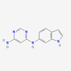molecular formula C12H11N5 B8368921 6-Amino-4-(1H-6-indolylamino)pyrimidine 