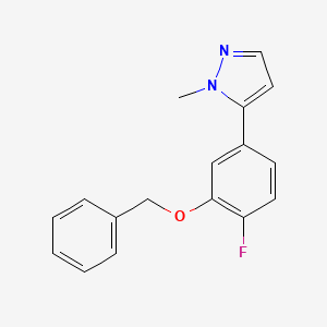 molecular formula C17H15FN2O B8368929 5-(3-(Benzyloxy)-4-fluorophenyl)-1-methyl-1H-pyrazole 