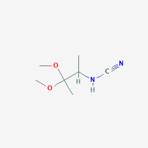 molecular formula C7H14N2O2 B8368975 2,2-Dimethoxy-1-methylpropylcyanamide 