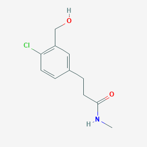molecular formula C11H14ClNO2 B8368987 3-(4-Chloro-3-hydroxymethyl-phenyl)-N-methyl-propionamide 