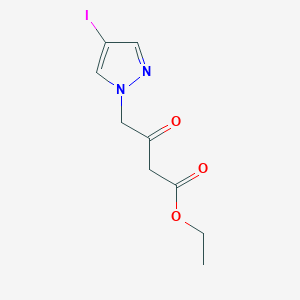 molecular formula C9H11IN2O3 B8369036 ethyl 4-(4-iodo-1H-pyrazol-1-yl)-3-oxobutanoate 