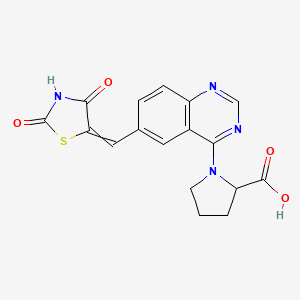 molecular formula C17H14N4O4S B8369044 1-[6-(2,4-Dioxo-thiazolidin-5-ylidenemethyl)-quinazolin-4-yl]-pyrrolidine-2-carboxylic acid 