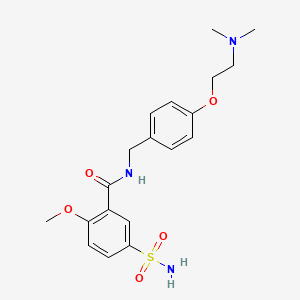 molecular formula C19H25N3O5S B8369077 Benzamide, 5-(aminosulfonyl)-N-((4-(2-(dimethylamino)ethoxy)phenyl)methyl)-2-methoxy- CAS No. 122892-35-7