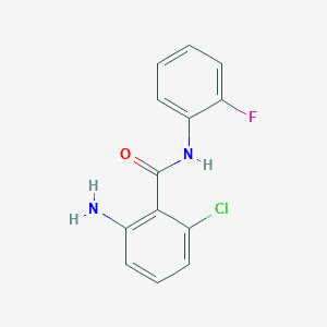 molecular formula C13H10ClFN2O B8369145 2-amino-6-chloro-N-(2-fluorophenyl)benzamide 