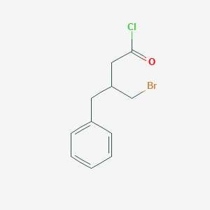molecular formula C11H12BrClO B8369150 3-Benzyl-4-bromo-butyryl chloride 