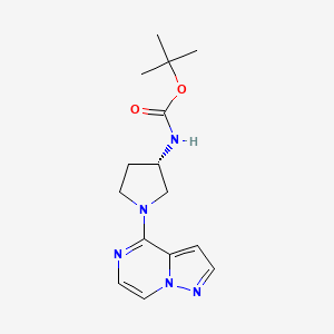 molecular formula C15H21N5O2 B8369157 (S)-tert-butyl (1-(pyrazolo[1,5-a]pyrazin-4-yl)pyrrolidin-3-yl)carbamate 