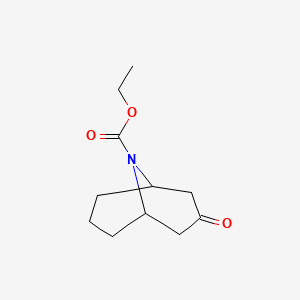 molecular formula C11H17NO3 B8369279 9-Azabicyclo[3,3,1]nonan-3-one-9-carboxylic acid ethyl ester 