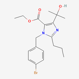 molecular formula C19H25BrN2O3 B8369294 Ethyl 1-(4-bromobenzyl)-4-(2-hydroxypropan-2-yl)-2-propyl-1H-imidazole-5-carboxylate 