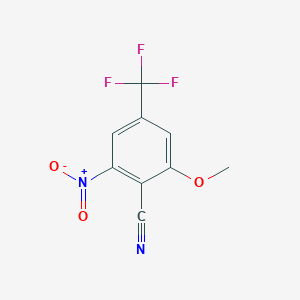 molecular formula C9H5F3N2O3 B8369372 2-Methoxy-6-nitro-4-trifluoromethyl-benzonitrile 