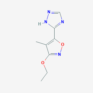 molecular formula C8H10N4O2 B8369425 3-(3-Ethoxy-4-methylisoxazol-5-yl)-1H-1,2,4-triazole 