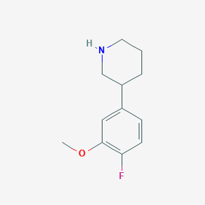 molecular formula C12H16FNO B8369476 3-(4-Fluoro-3-methoxyphenyl)piperidine 