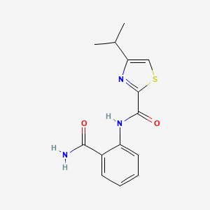 molecular formula C14H15N3O2S B8369481 4-Isopropylthiazole-2-carboxylic acid (2-carbamoyl-phenyl)-amide 